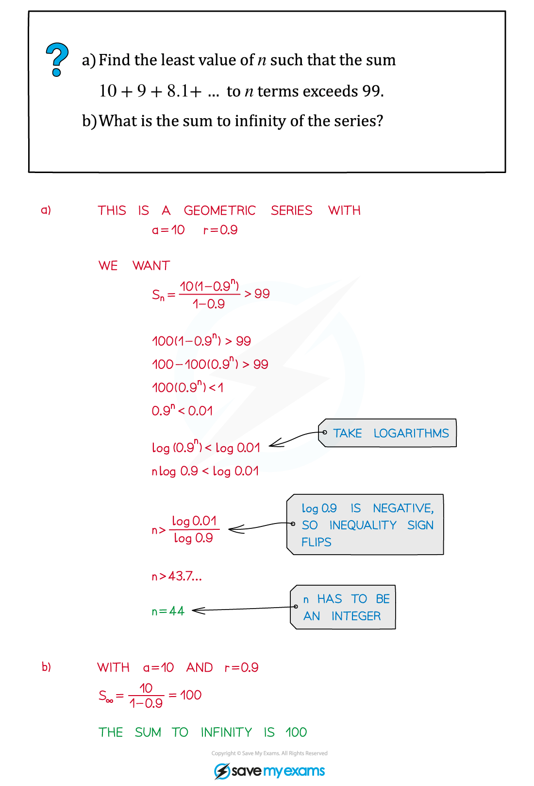 Geom Series Example, A Level & AS Level Pure Maths Revision Notes