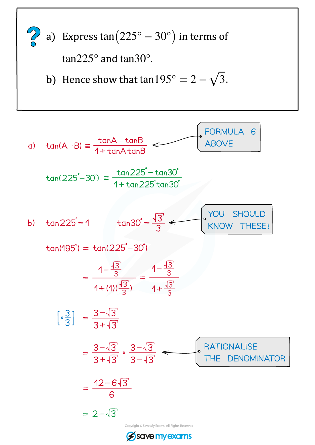 Comp Angle Forms Example, A Level & AS Maths: Pure revision notes