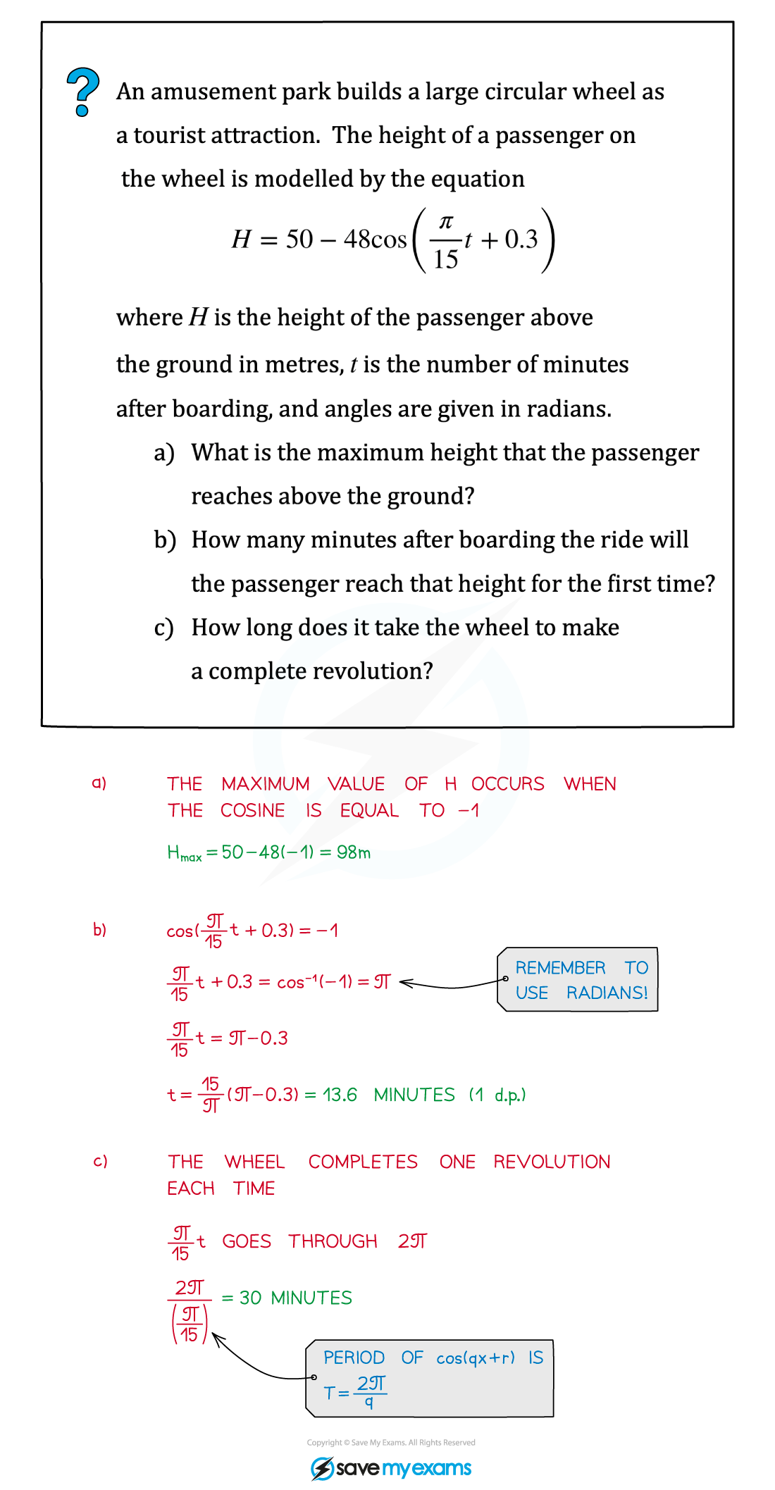 Model Trig Example, A Level & AS Maths: Pure revision notes