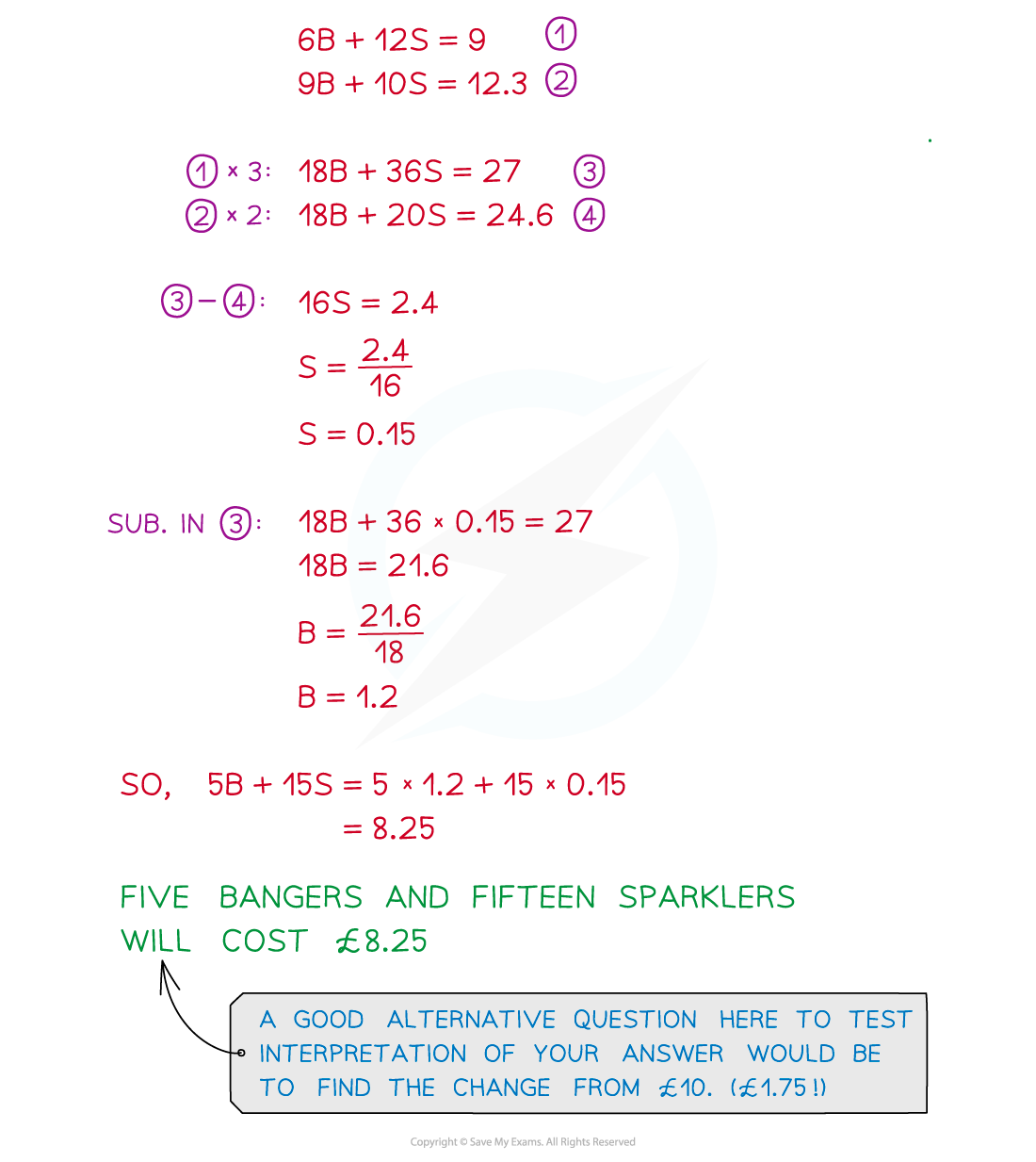 solving linear simultaneous equations from worded contexts part 2