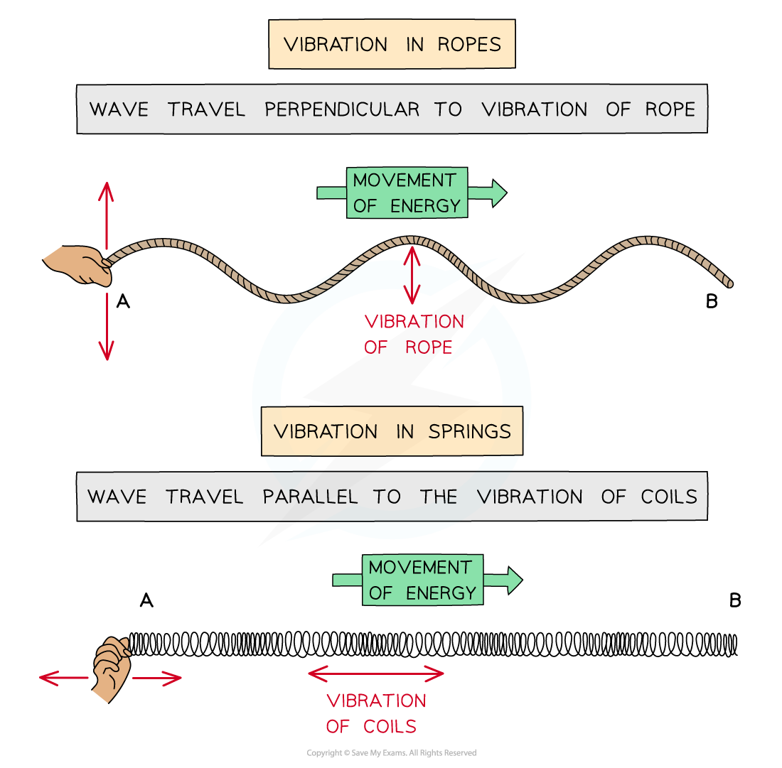 Wave on rope and spring, downloadable AS & A Level Physics revision notes