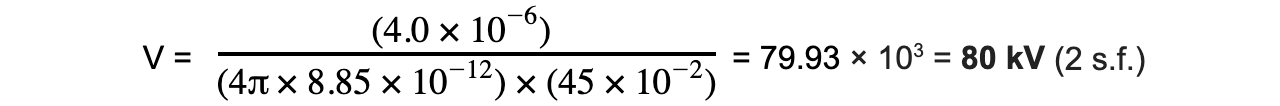 Electric Potential Due to a Point Charge Worked Example equation