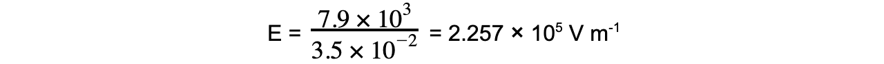 Electric Field Strength equation Worked Example equation 2