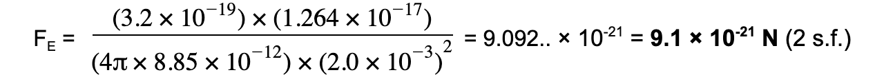 Coulomb's Law Worked Example equation 2