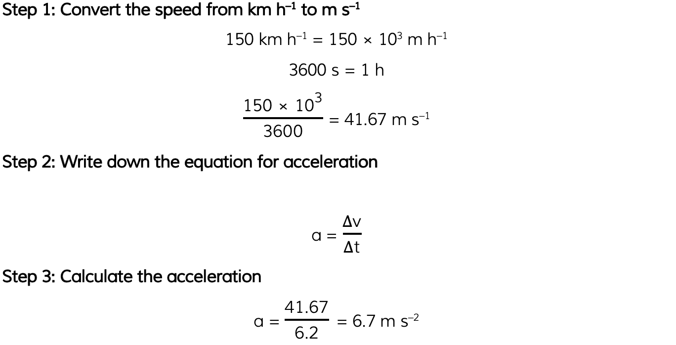 Acceleration Worked Example