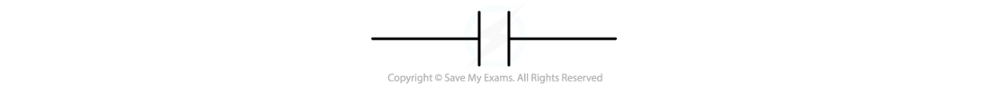 Capacitor circuit symbol, downloadable AS & A Level Physics revision notes