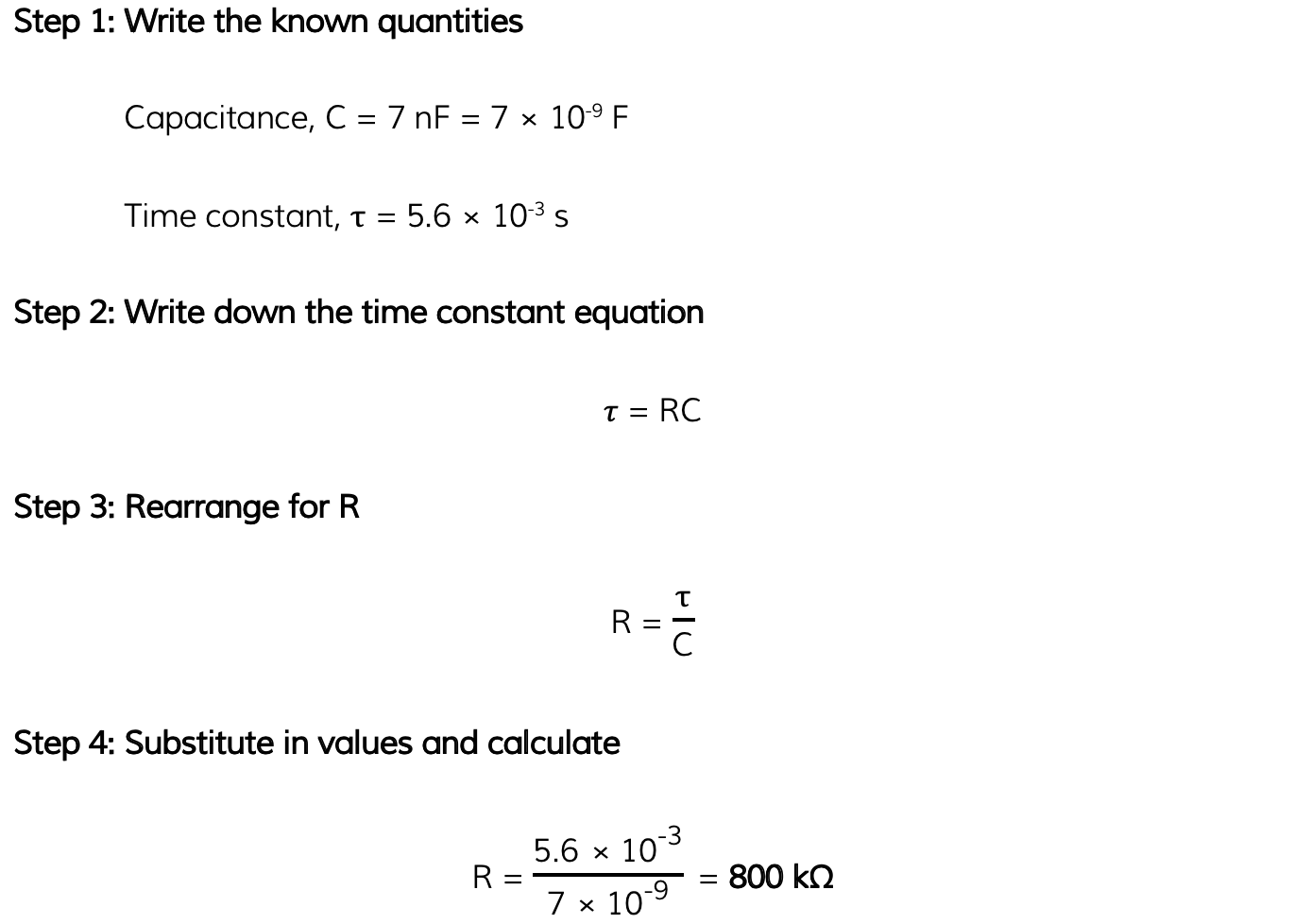 Time Constant Worked Example