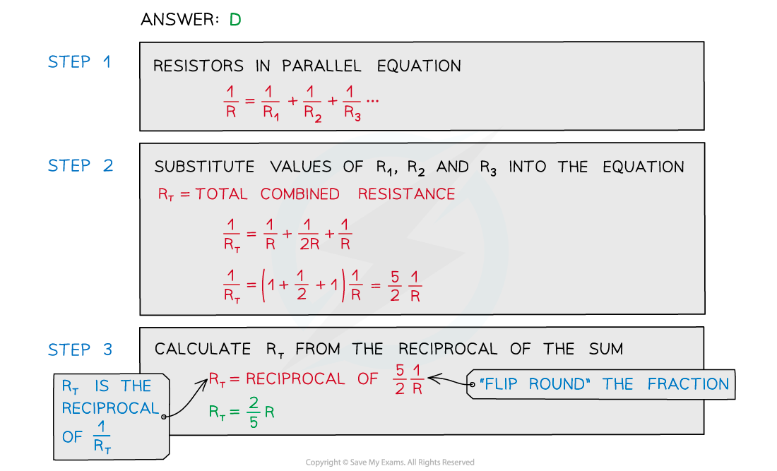 WE - Resistors in parallel answer image, downloadable AS & A Level Physics revision notes