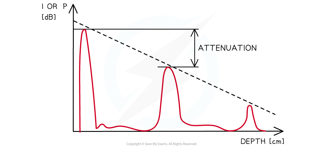 Attenuation of Ultrasound Graph, downloadable AS & A Level Physics revision notes