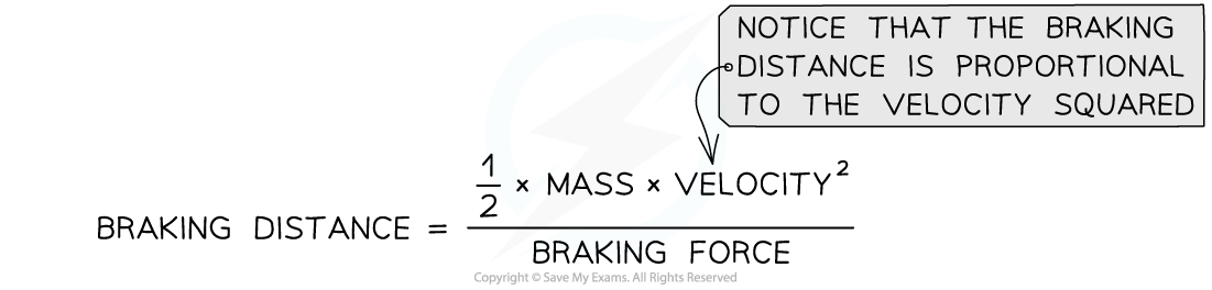 Distance proportional to velocity squared, downloadable IGCSE & GCSE Physics revision notes