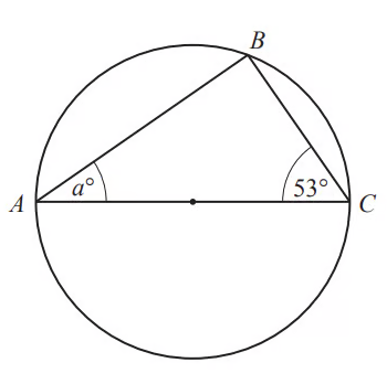 angle in semicircle worked example question diagram