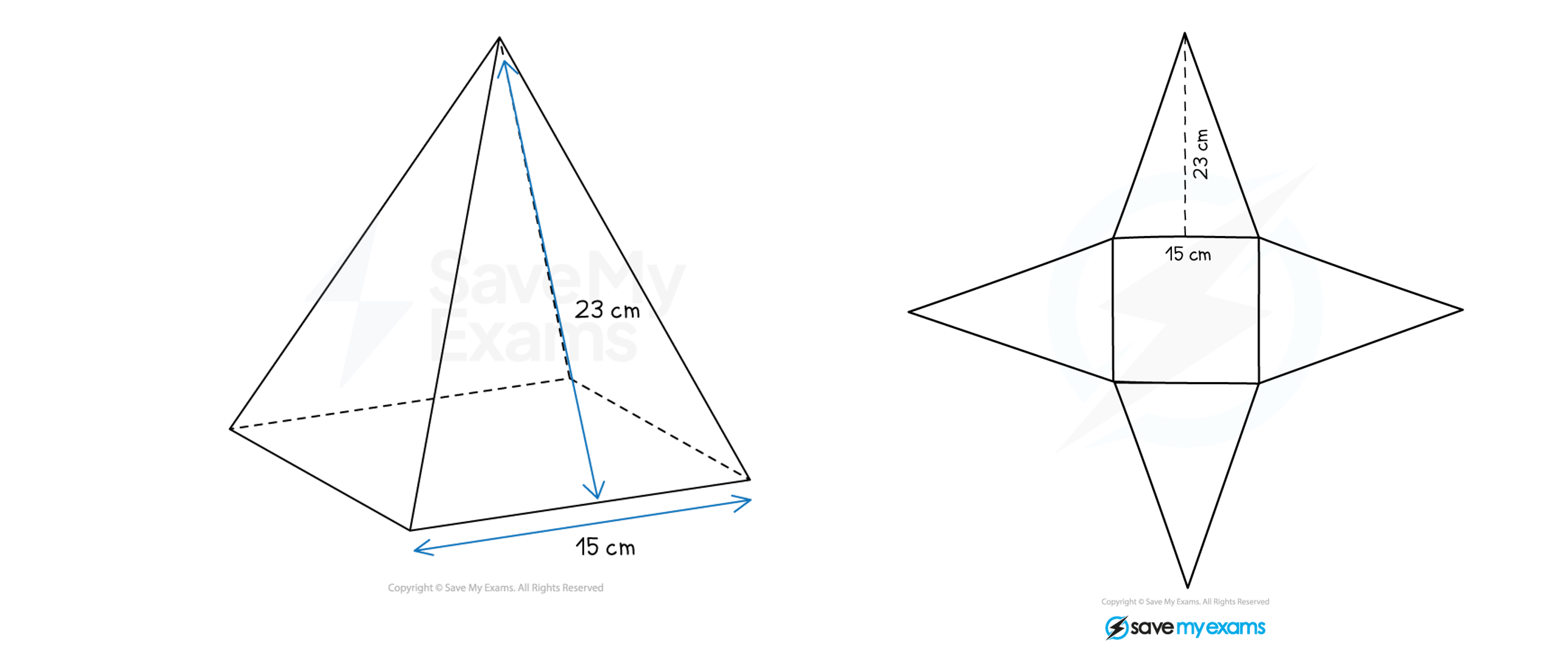 Net of a square-based pyramid.