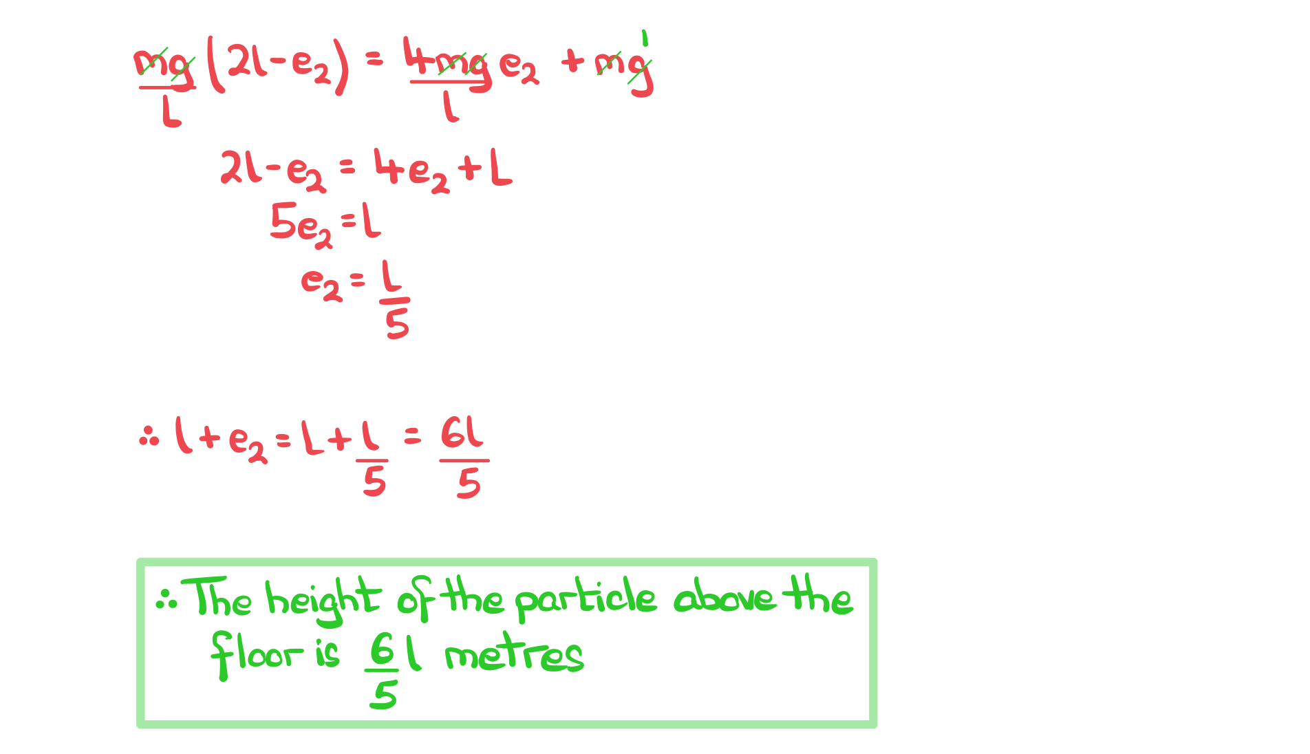 part 2 of worked example for problem solving with springs and strings, with an algebra-based question