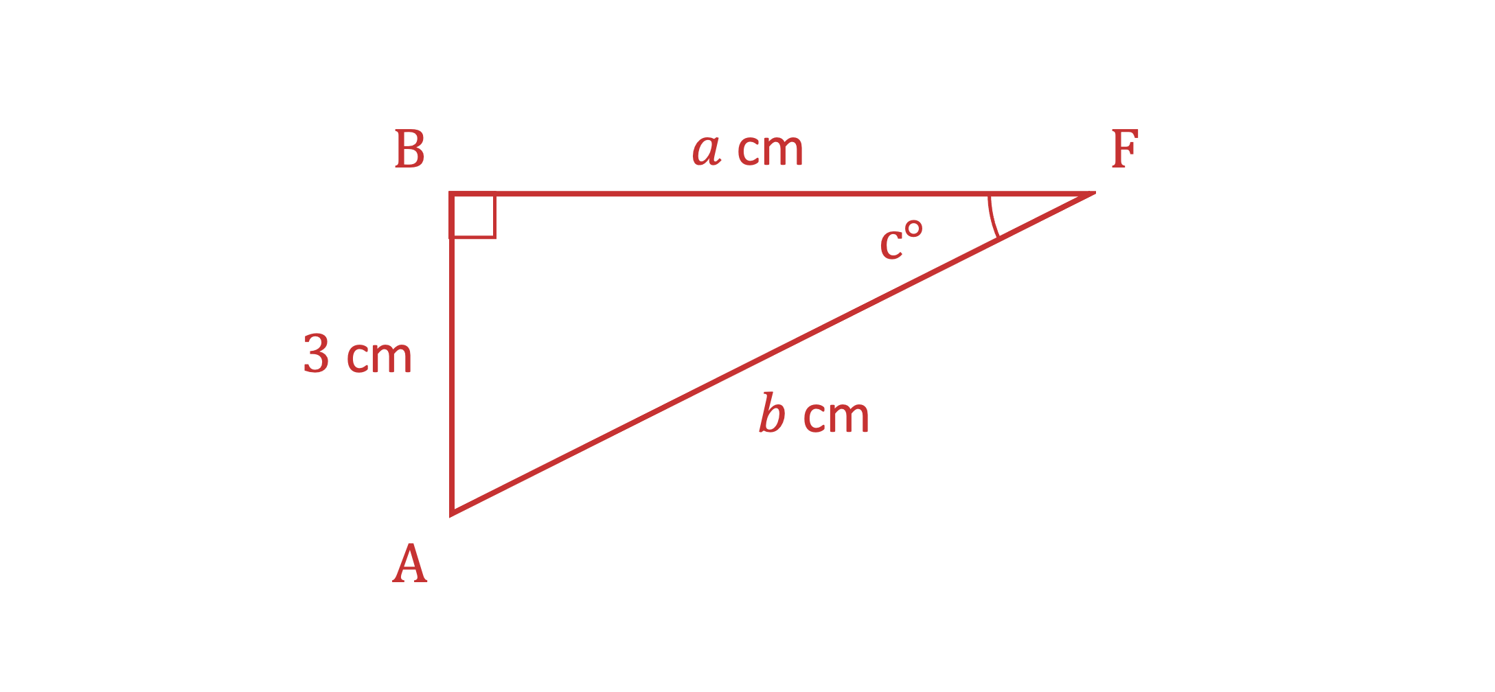 Triangle ABF. AB = 3 cm, BF = a cm and AF = b cm.