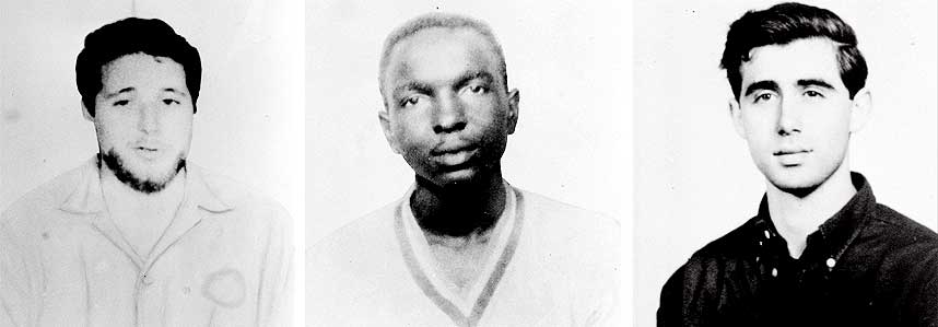 Three black and white portraits of young men in the 1960s, each looking directly ahead. The backgrounds are plain and evenly lit.