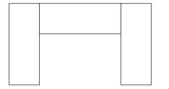 Outline of a rectangular doorway or arch with two tall rectangles on each side and a rectangle on top, forming an open structure.
