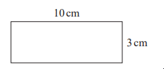 Rectangle diagram with labelled dimensions: 10 cm in length and 3 cm in width, displayed in black and white.