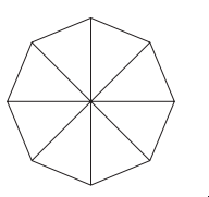 A hexagon divided into six equal triangular sections by lines radiating from the centre to each vertex on the perimeter.