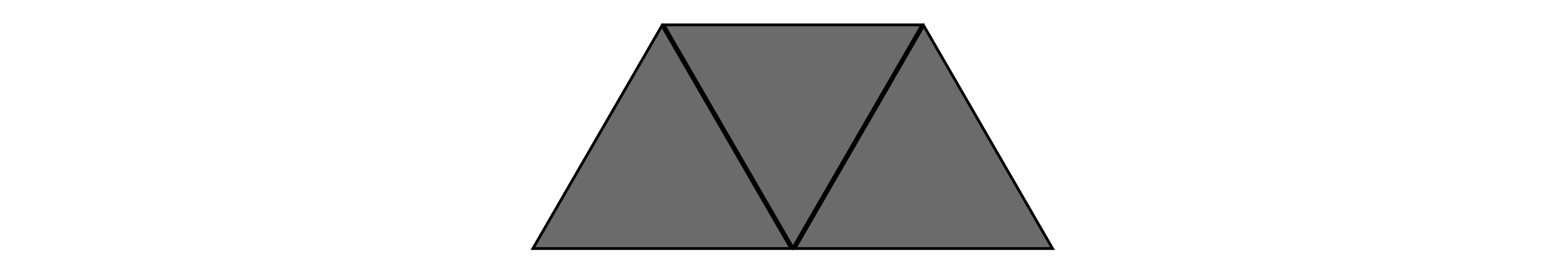Dark grey trapezium with a black outline, divided into two triangles by a diagonal line from the top centre to the bottom right corner, on a white background.