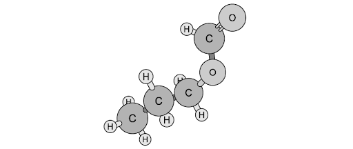 Chemical structure diagram of ethanol, showing carbon (C), hydrogen (H), and oxygen (O) atoms connected in a linear arrangement.