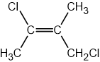 Structural formula of trans-1,3-dichloro-2-methylbut-2-ene