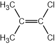 Chemical structure of 1,1-dichloro-2-methylprop-1-ene.