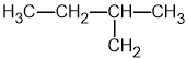 Chemical structure of a butane derivative, showing a chain of four carbon atoms with attached hydrogen atoms, including a branching CH2 group.