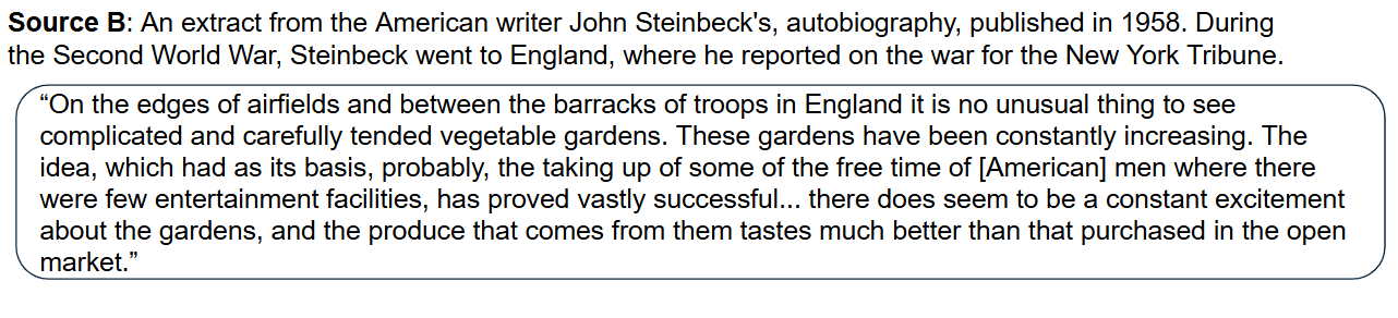 An extract from the American writer John Steinbeck's, autobiography, published in 1958. During the Second World War, Steinbeck went to England, where he reported on the war for the New York Tribune.
“On the edges of airfields and between the barracks of troops in England it is no unusual thing to see complicated and carefully tended vegetable gardens. These gardens have been constantly increasing. The idea, which had as its basis, probably, the taking up of some of the free time of [American] men where there were few entertainment facilities, has proved vastly successful... there does seem to be a constant excitement about the gardens, and the produce that comes from them tastes much better than that purchased in the open market.”