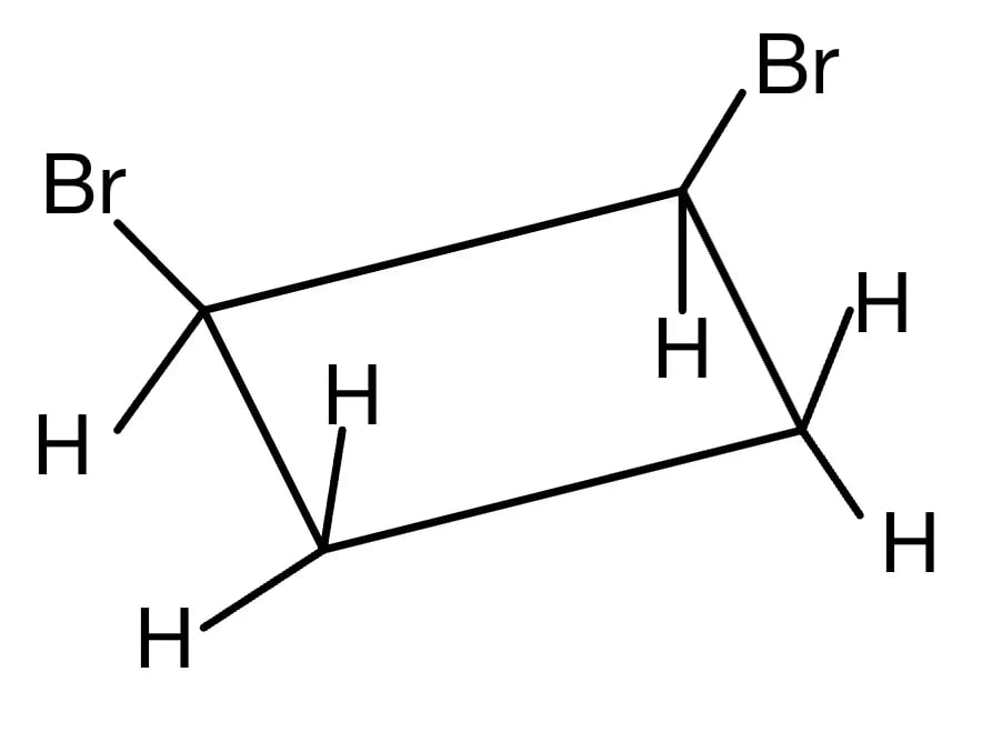 Chemical structure of bicyclo[2.2.1]heptane with two bromine atoms and eight hydrogen atoms attached, forming a bridged cyclic compound.
