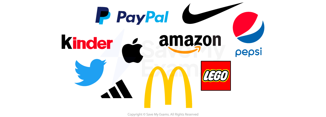 A collage of logos, including PayPal, Nike, Pepsi, Kinder, Amazon, Twitter, Adidas, McDonald's and Lego. The logos are colourful and differently sized.