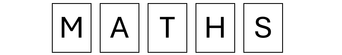Text spelling "MATHS" with each letter inside a separate black-bordered square, on a plain white background.