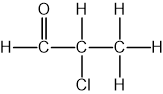 Chemical structure showing a 3-carbon chain, all single bonds, with a carbonly C=O group on carbon-1 and a Cl atom on carbon-2.