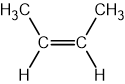 Chemical structure of Z-but-2-ene, depicting a double bond between two central carbon atoms, each bonded to a methyl group and a hydrogen atom.