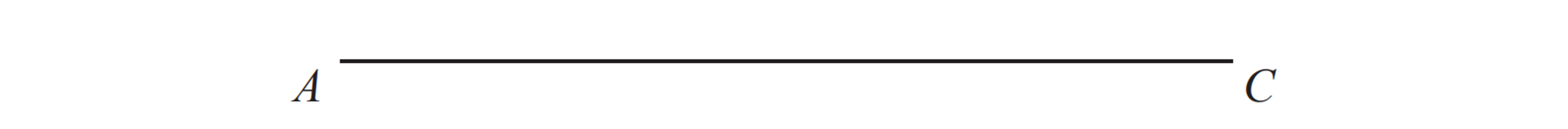 Horizontal line segment labelled A on the left end and C on the right end, against a white background.
