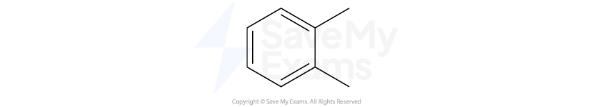 Chemical structure of 1,2-dimethylbenzene.