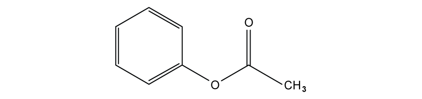 Chemical structure of methyl benzoate, featuring a benzene ring linked to an ester group with a single bond to a methyl group.