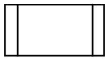 A blank white rectangle with a black border, flanked by two vertical black rectangles on each side, resembling a simplified window or card design.