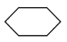 Hexagon shape with six straight lines connected, forming a closed geometric figure. The sides are of equal length and angles are symmetrical.