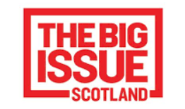 Red text reading "The Big Issue Scotland" enclosed within a red rectangular border on a white background.