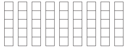 Nine vertical columns, each containing five equally-sized rectangles arranged in a single file line.