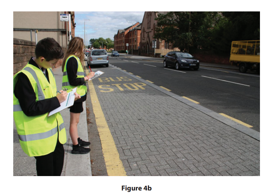 A photograph of students conducting a traffic count