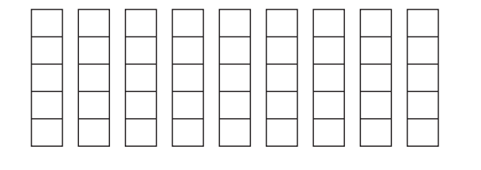 Twelve columns of identical vertical grids, each divided into four equal rectangles, aligned in a row against a plain background.