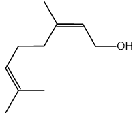Skeletal structure of geraniol.