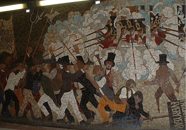 An image showing part of the mural to the Newport Rising of 1839, located in Newport, Wales 

