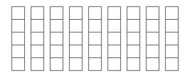 Eleven columns, each with five vertically aligned empty rectangles, arranged side by side on a white background.
