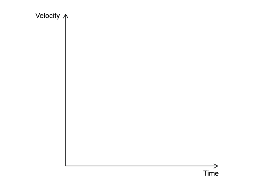 Two blank axes. The x-axis is labelled "Time" and the y-axis is labelled "Velocity".