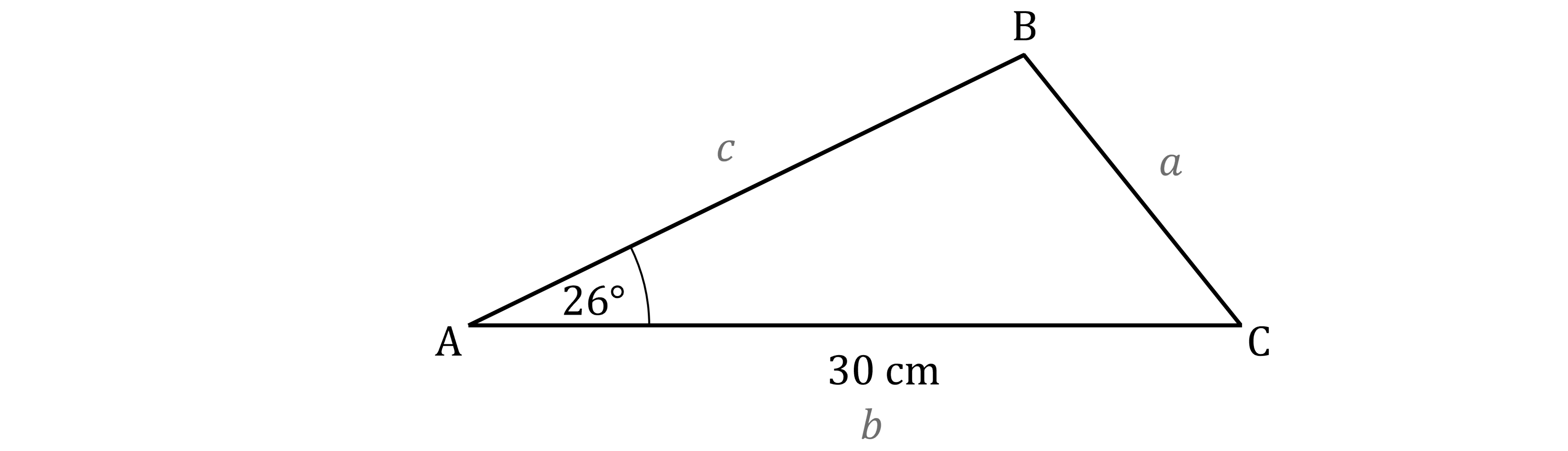 Triangle ABC with sides opposite angles labelled with corresponding lowercase letters.