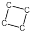 Chemical structure diagram of cyclobutane, a square ring composed of four carbon atoms, each bonded to two adjacent carbons, forming a closed loop.
