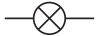 Electrical circuit symbol for a lamp or light bulb, featuring a circle with a cross inside, connected by straight lines on either side.