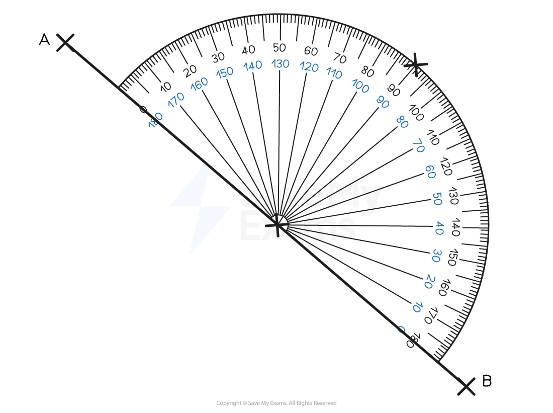 Protractor being used to construct perpendicular bisector
